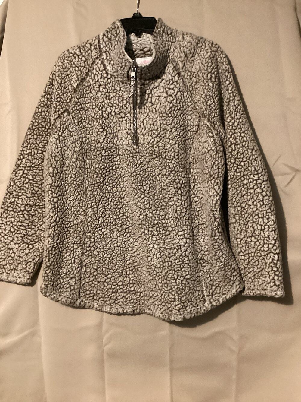 Cozy Sherpa Faux Fur 2XL Half 1/4 Zip Brown Long Sleeves